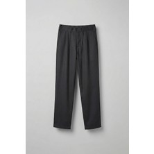 Abluka Online Erkek Beli Lastikli Desenli Baggy Pantolon Siyah