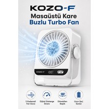Masaüstü Buzlu Soğutmalı Turbo Fan Taşınabilir Uzun Şarj Ömürlü Dijital Göstergeli 5 Kademeli Döner Başlıklı Vantilatör