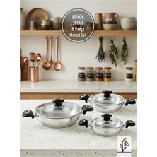 Fms Büyük Siyah 6 Parça Omlet Set Siyah | 18/10 Paslanmaz Çelik | Indüksiyon Uyumlu |
