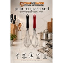 Transformacion 2 Adet Çelik Tel Çırpıcı Seti 29 cm Ergonomik Saplı Yumurta Sos Hamur Karıştırıcı Profesyonel Mutfak Mikseri El Tipi Çırpma Tel 720203