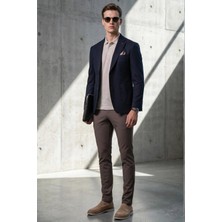 İmza Lacivert 6 Drop Slim Fit Pamuklu Ceket 1002260126
