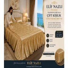 Elif Nazlı Perde Çift Kişilik Yatak Örtüsü- Gold