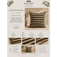 Quattro Home Çizgili Hasır Örme Kırlent Dekoratif Bohem Yastık Kılıfı