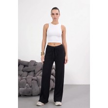Shopping Shop Beli Bağcıklı Triko Pantolon SIYAH