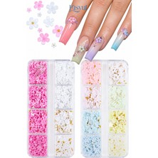Misyul Tırnak Süsleme Pastel Çiçek Charm Seti, Nail Art Tırnak Süslemesi