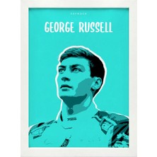 Kaynock George Russell, Formula 1 Poster Tablo Beyaz Çerçeve