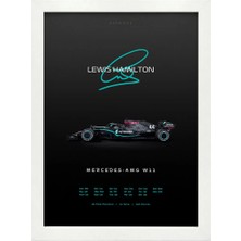 Kaynock Lewis Hamilton, Mercedes, Formula 1 Poster Tablo Beyaz Çerçeve