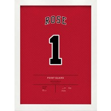 Kaynock Derrick Rose, Chicago Bulls, Basketbol, Nba Poster Tablo Beyaz Çerçeve