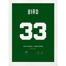 Kaynock Larry Bird, Boston Celtics, Basketbol, Nba Poster Tablo Beyaz Çerçeve