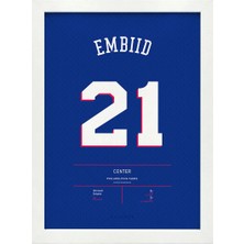 Kaynock Joel Embiid, Philadelphia Sixers, Basketbol, Nba Poster Tablo Beyaz Çerçeve