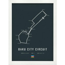 Kaynock Baku Grand Prix, Monza, Ferrari, Formula 1 Pist, F1 Poster Tablo Beyaz Çerçeve