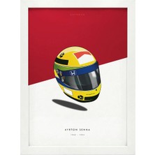 Kaynock Ayrton Senna Helmet Poster Tablo, Formula 1, Dijital Tasarım Tablo Beyaz Çerçeve