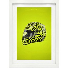 Kaynock Lando Norris Kask, Formula 1, F1, Poster Tablo Beyaz Çerçeve
