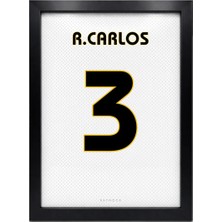 Kaynock Roberto Carlos Jersey, Real Madrid, Futbol Forma Tablo, Poster Tablo Dijital Tasarım Siyah Çerçeve