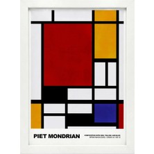 Kaynock Piet Mondrian Red, Yellow And Blue, Modern, Contemporary Art Tablo Dijital Tasarım Beyaz Çerçeve