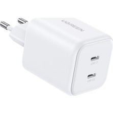 Ugreen 45W Gan Hızlı Şarj Cihazı Type-C Qc Pd 2xusb-C, Beyaz, 65154