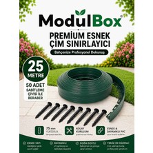 Modulbox Esnek Pvc Çim Ayırıcı, Bahçe Peyzaj Düzenleyici, ( 25 Metre Yeşil ) Çim Sınırlayıcı Esnek Plastik ,taş, Toprak Ayraç Bariyer Peyzaj Bordürü