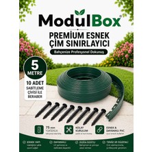 Modulbox Esnek Pvc Çim Ayırıcı, Bahçe Peyzaj Düzenleyici, ( 5 Metre Yeşil ) Çim Sınırlayıcı Esnek Plastik ,taş, Toprak Ayraç Bariyer Peyzaj Bordürü