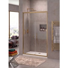 Waterline Ön Cephe 1 Sabit 1 Kayar Gold Profil 5 mm Temperli Cam H190 cm
