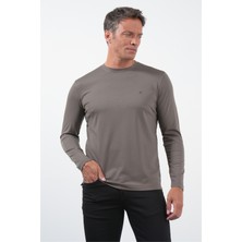 İmza Haki Bisiklet Yaka Uzun Kol Örme Standart Fit Esnek Sweatshirt 1013260150