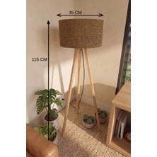 EstoreBox 3 Ayaklı Tripod Lambader Kahve Kumaş Başlık