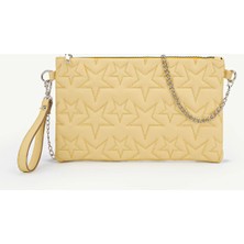 Rivina Kadın Yıldız Nakış Işlemeli Portföy El Çantası Bilek Askılı Saten Astarlı Clutch Çanta