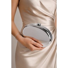 Rivina Laguna Ayna Görünümlü Metal Abiye Clutch Çanta
