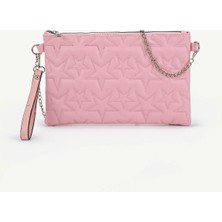 Rivina Kadın Yıldız Nakış Işlemeli Portföy El Çantası Bilek Askılı Saten Astarlı Clutch Çanta