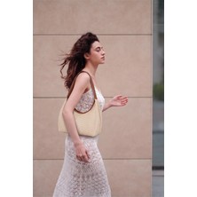 Rivina Blaze Hasır Kadın El Kol ve Omuz Çantası Modern Minimal Hobo Çanta
