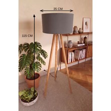 EstoreBox 3 Ayaklı Tripod Lambader Antrasit Gri Kumaş Başlık