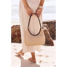 Rivina Blaze Hasır Kadın El Kol ve Omuz Çantası Modern Minimal Hobo Çanta