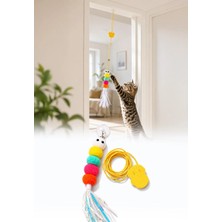Omilife Kedi Oyuncağı Kapıya Asılan Zilli Interaktif Kedi Oltası Vantuzlu Esnek Ipli Oyuncak