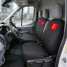 Antwax Ford Transit Siyah Penye Oto Koltuk Kılıfı - Türk Bayrağı Baskılı