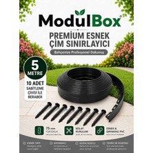 Modulbox Esnek Pvc Çim Ayırıcı, Bahçe Peyzaj Düzenleyici, ( 5metre Siyah ) Çim Sınırlayıcı Esnek Plastik ,taş, Toprak Ayraç Bariyer Peyzaj Bordürü