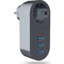 Winnboss 3400 Tekli Termal Akım Korumalı Priz 3 USB Çıkışlı 2500W 10A Çocuk Korumalı
