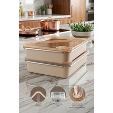 Kitchen Life 2'li Stainless Paslanmaz Çelik Vakumlu Saklama Kabı,fırın ve Kek Kabı 3 Lt Yemek Kabı Sefer Tası