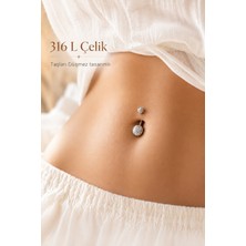 Sacce Scarves & Accessories Gümüş Renk Işıltılı Top Çelik Göbek Piercing