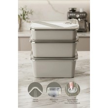 Kitchen Life 3'lü Paslanmaz Çelik Vakumlu Saklama Kabı (800ML,1,3LT,1,65LT),FIRIN ve Kek Kabı Yemek Kabı Sefer Tası
