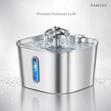 Premium 2.2 L Paslanmaz Çelik Kedi ve Köpek Için Su Pınarı & Su Sebili | Ultra Sessiz | Su Seviyesi LED Göstergeli | Aktif Karbon Filtreli | Model : SSPF-434