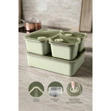 Kitchen Life 4'lü Stainless Paslanmaz Çelik Vakumlu Saklama Kabı,fırın ve Kek Kabı (500MLX2,1300MLX1,3000MLX1)