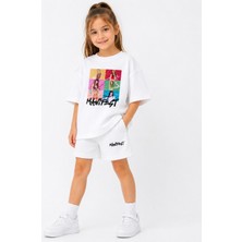 Fasardi Manifest Girls M6NIFESTGIRLS Baskılı Oversize %100 Pamuk Tişört Şort 2li Çocuk Takım