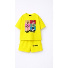 Fasardi Manifest Girls M6NIFESTGIRLS Baskılı Oversize %100 Pamuk Tişört Şort 2li Çocuk Takım