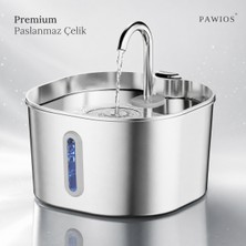 Premium 2.2 L Paslanmaz Çelik Kedi ve Köpek Için Su Pınarı & Su Sebili | Ultra Sessiz | Su Seviyesi LED Göstergeli | Aktif Karbon Filtreli | Model : S15-A