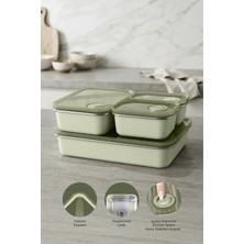 Kitchen Life 4'lü Stainless Paslanmaz Çelik Vakumlu Saklama Kabı,fırın ve Kek KABI(300MLX2,800MLX1,1,9LTX1)