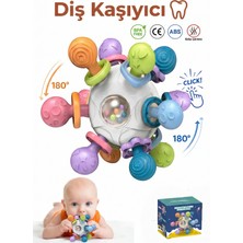 0+ Ay Bebek Diş Kaşıyıcı ve Eğitici Çıngırak - Bpa Içermez Güvenli Abs-Tpe Malzeme, Dönerli Duyusal Oyuncak,  EN71 Sertifikalı