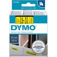 Kitabevimden Dymo D1 Şerit Standart 12 Mmx7 mt Sarı Üzerine Siyah 45018 S0720580