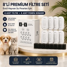 Premium Kedi ve Köpek Su Pınarı & Su Sebili Için 8'li Yedek Filtresi Seti | Paslanmaz Çelik Su Sebili & Su Pınarı Uyumlu | Aktif Karbonlu Filtre ve Sünger | (8+8 Tam Koruma Avantaj Paketi!)