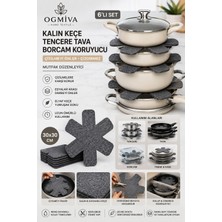 Ogmiva Kalın Keçe Tencere Tava Borcam Koruyucu 6'lı Set 30X30 cm Çizdirmez Tencere Arası Ayırıcı Mutfak Düzenleyici