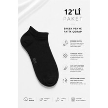 Belyy 12 Li Paket Penye Dikişsiz Erkek Siyah Patik Çorap