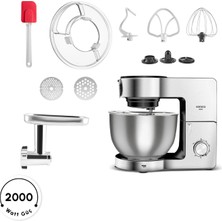 Karaca Multichef Ultra Inox Kıyma Çekme/sucuk-Sosis/içli Köfte Aparatlı Hamur Yoğurma Makinesi  2000W 8l